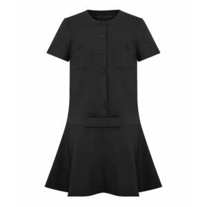 NEW THEO THE LABEL women's daphne fluted mod dress in black